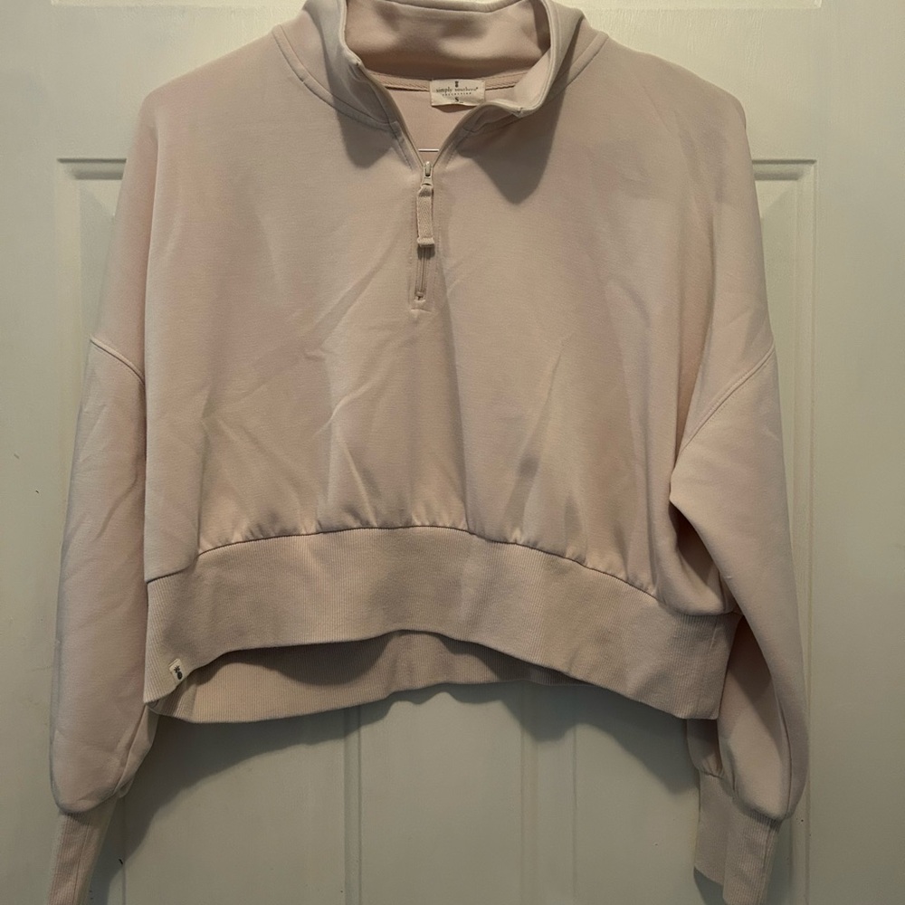 Simply Southern Cream Cropped Quarter Zip Sweatshirt